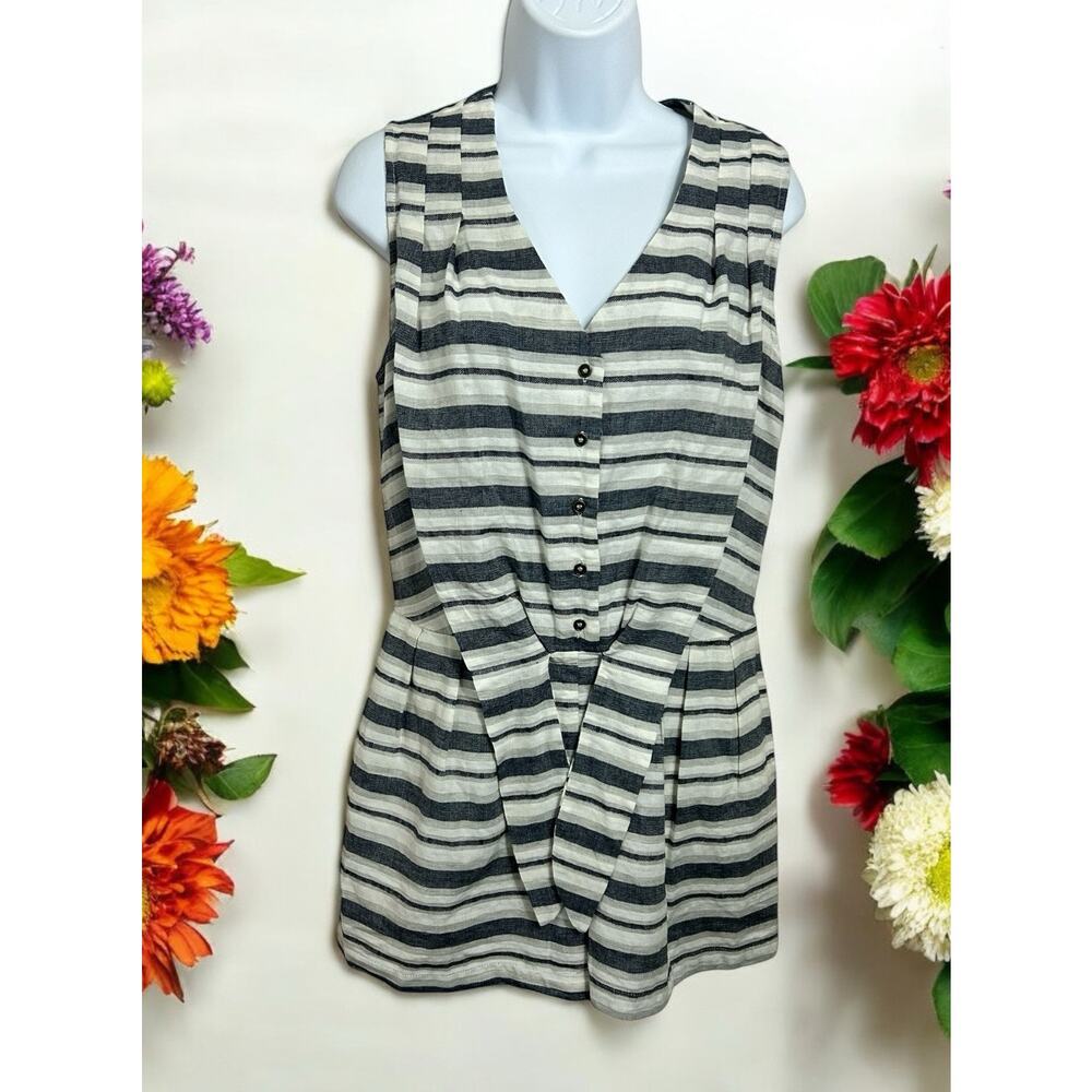 Forever 21 Contemporary Shorts Romper Sz XS Sleeveless Striped V-Neck Blue Gray